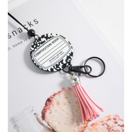 Lantintop Teacher Lanyard Silicone beads Breakaway Lanyard ID Badge holder Thanks Giving Day Charm Teacher Lanyard Gift(Black Marks), Medium