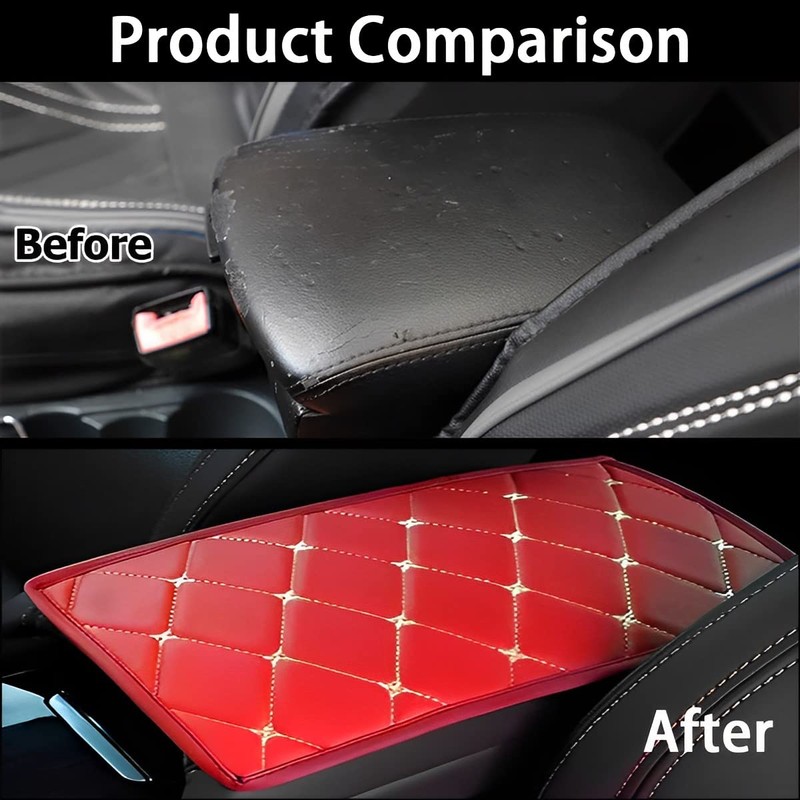 JNNJ Car Centre Console Cushion, Leather Car Armrest Box Pad,