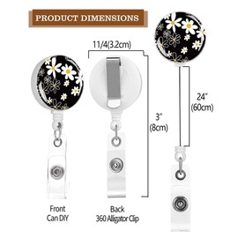 TPOAEL 2 Pack Retractable Badge Holders Cute Badge Reel Badge Clip ID Card Holders for Student Office Worker Doctor Nurse Teacher (Cute Daisy)