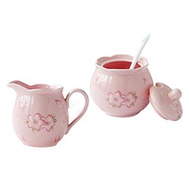 Mathew Sakura Ceramic Creamer and Sugar Bowl Set Coffee Serving Set Cream Pitcher