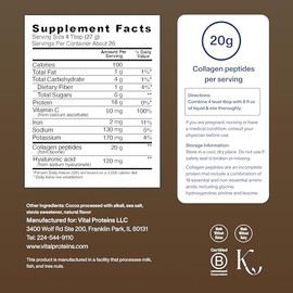 Vital Proteins Collagen Peptides Advanced, Hydrolyzed Peptides with Hyaluronic Acid and Vitamin C - Chocolate Flavor Powder, 24.7oz (Pack of 2)