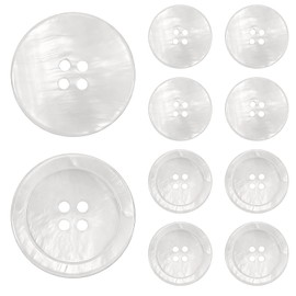 10 Pcs White Mother of Pearl Shell Buttons 1 inch Natural Mop White Buttons for Clothes 4 Hole Pearlized Shell Sewing Replacement Button for Sewing Crafts Clothes Shirts Suits Decorations (25mm)