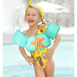 Kid Swim Vest Swim Life Jacket 30-50 Pounds Arm Band Swimmimg Aid Floats Toddler Swim Vest for 30-55 lbs Boys and Girls Child (Green-2)