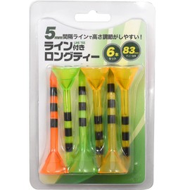 Golf Tees Plastic Long Tees with Line < 0.2 inch (5 mm) Spacing Line> Stable Tee Shot Easy to Put On Balls and Fall Off [Set of 6]