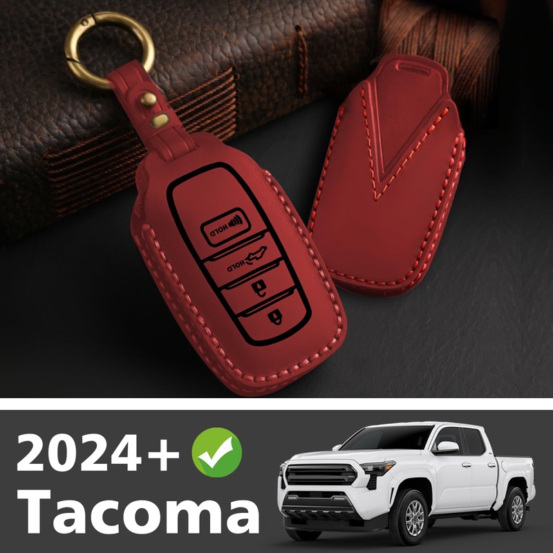Muslogy Key Fob Cover Leather Case Compatible with Tacoma 2024