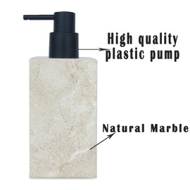 Weniii Marble Soap Dispenser Italian Imported Real Stone Hand Liquid Pump Bottle for Bathroom Countertop for Refillable Shampoo Laundry Dish Soap Lotion Dispenser (Champagne) 2.8x2.8x7.2 (DALISHI-01)