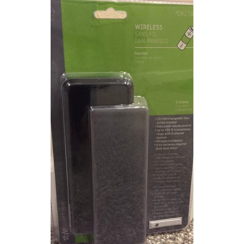 Style Selections Wireless Door Bell Doorbell Chime Kit SS-7908-03 Black