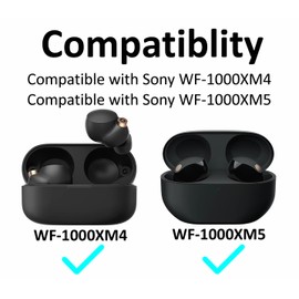 A-Focus WF-1000XM5 WF-1000XM4 Ear Hooks Double Flange Ear Tips Kit Replacement Anti-Slip Wingtip Eartips Earbuds Gel Compatible with Sony WF-1000XM5 WF-1000XM4 Black L/M/S 7 Pairs