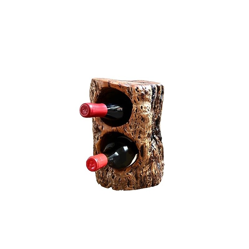 THY COLLECTIBLES Natural Handcarved Tree Stump Wood Wine Bottle Holder
