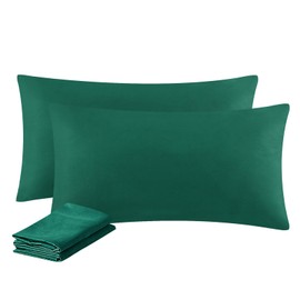 Aisbo Pillowcase, 40 x 80 cm, Set of 2, Green, with Soft Microfibre Zip