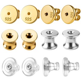Earring Backs for Droopy Ears Heavy Earrings - Replacements Locking Ear Supports | 6 Pairs Secure Stud Clutches for Sensitive Skin(Screw 6)