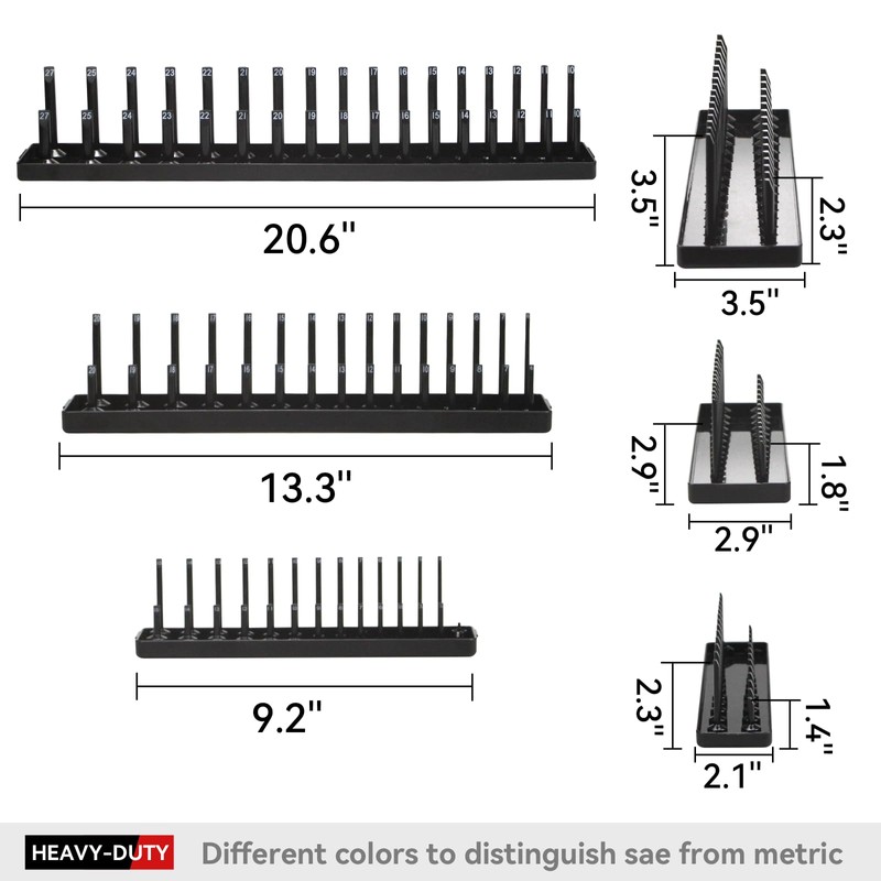 AIUITIO 6PCS Socket Organizer Tray Set, Red SAE & Black