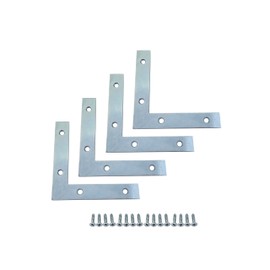 QCAA Heavy Duty Flat Corner Irons Joining Bracket for Wood Table, Chairs, Zinc Plated , 5"x5"x7/8"x0.79", Made in Taiwan, 4 Pack