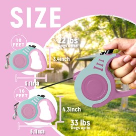 LIEVUIKEN Retractable Dog Leash Automatic Telescopic Tractor Dog Tape, Pet Tape 10/16 FT Durable and Convenient, with Non-Slip Handle, Suitable for Small and Medium-Sized Dogs