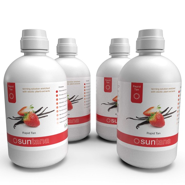 128oz Rapid Tan Solution - Strawberry & Vanilla Fragrance Premium Sunless Solution from Suntana Spray Tan (4 x 32oz)