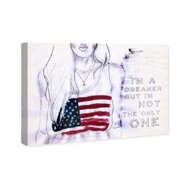 The Oliver Gal Artist Co. American and Patriotic Wall Art Canvas Prints 'Coachella Child' Home Décor, 36" x 24", White, Red