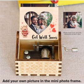 ZUGATI Get Well Soon Gifts For Woman, Men, Photo Frame Gift, Musical Box Gifts - Teddy Bear Hug In A Box Gifts Love Gift For Him Or Her Positive Wishes Encouragement Gift Wife Love You Gifts