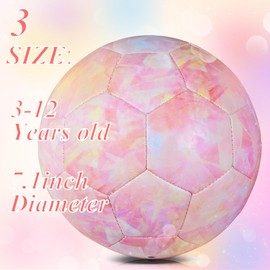 BYAOSUN Soccer Ball Size 3 for Kids, Premium TPU Toddler Soccer Balls Interactive Indoor Outdoor Sports Toys for Kid Children Boys Girls Teenager Schoolboys Birthday Gifts (Pink)