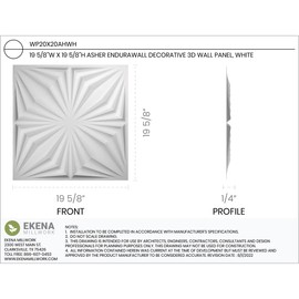 Ekena Millwork WP20X20AHWH-CASE-10 19 5/8"W x 19 5/8"H Asher EnduraWall Decorative 3D Wall Panel Covers 26.75 Sq. Ft. (10/PK)