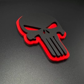 FMSgear ONE (1) RED and BLACK PUNISHER Head Car Truck Emblem Fender Tailgate Badge USA