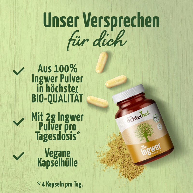 Achterhof Organic Ginger Capsules Pack of 400 | Refill Pack