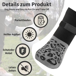 Voarge 4 Stück Hundesocken mit rutschfesten, Socken für Hunde Verstellbarer, Antirutschsocken Hund für den Innen- und Außenbereich, Spot, S