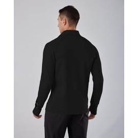 Locachy Men's Lightweight Quick Dry Athletic Jacket Full Zip Stand Collar Running Workout Performance Shirt Black S