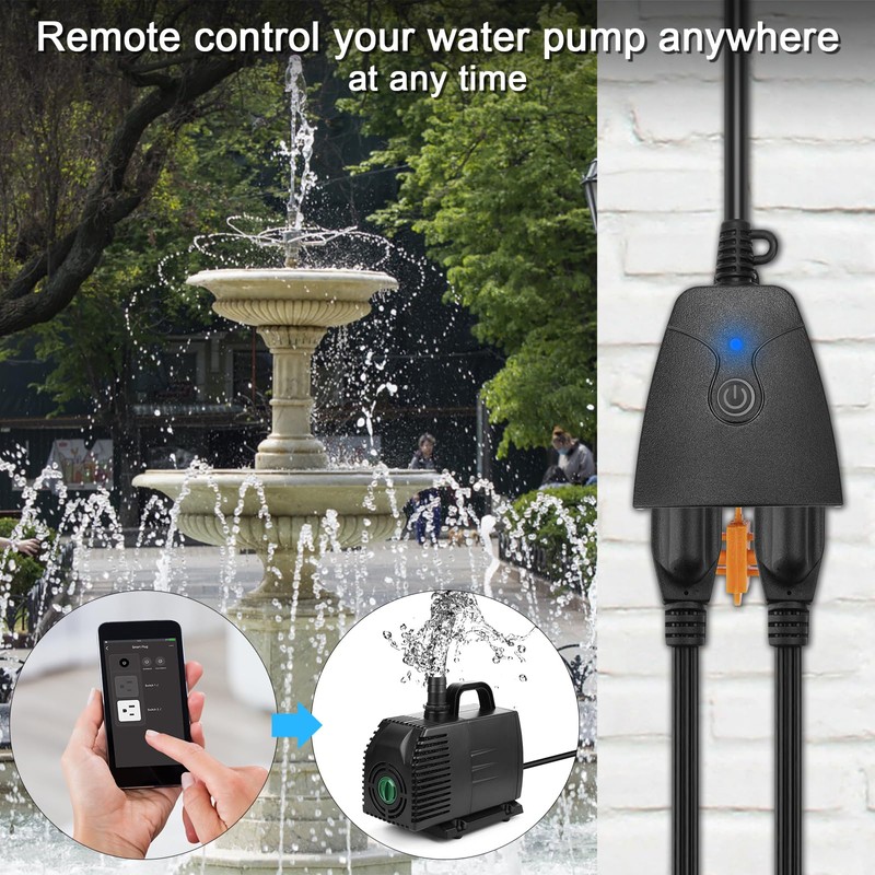 BARST Outdoor Smart Plug, WiFi Smart Plug with Two Grounded