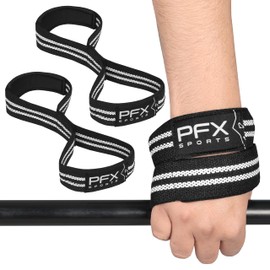 PFX Figure 8 Weight Lifting Straps – Anti-Slip Padded Cuffs for Wrist Support – Premium Nylon Lifting Straps for Deadlifts, Powerlifting, Bodybuilding – Hand Bar Grip Gym Workout Men Women