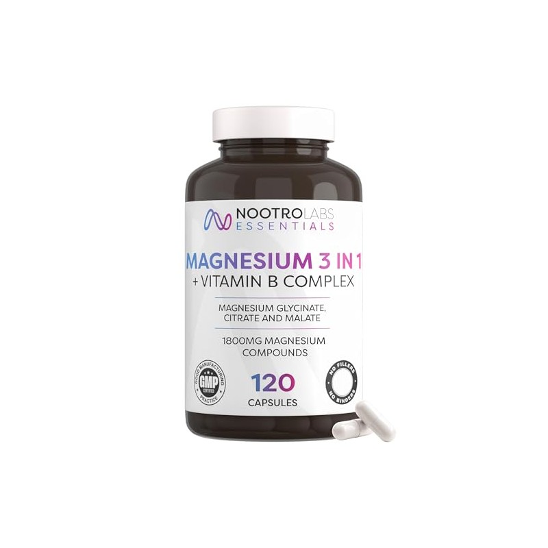 Nootro Essentials Magnesium 3-in-1 Capsules, High Strength Magnesium Supplements with