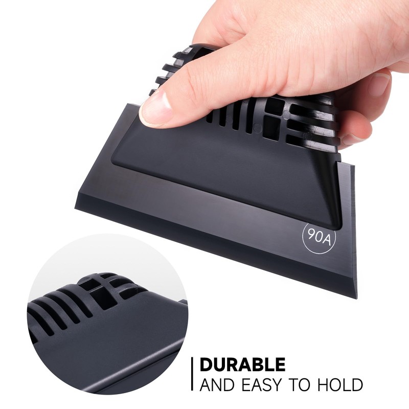 FOSHIO Black Small Squeegee, Non-Slip Handle Rubber PPF Squeegee for