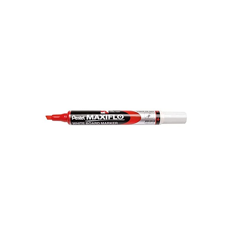 Pentel Maxiflo Dry Wipe Slim Chisel Tip Marker - Red