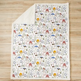 Feelyou Botanical Fleece Throw Blanket Mushroom Printed Sherpa Plush Blankets and Throws for Kids Adults Leaves and Floral Flannel Fuzzy Blanket for Bed Sofa Couch 50"x60"