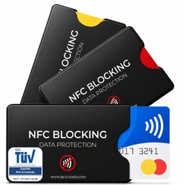 NFC Protective Case (Pack of 3) TÜV-Tested Made of Plastic for Credit Cards, ID Cards, Bank Cards, 100% NFC Protection, Credit Card Protective Case, RFID Blocker, Credit Card Sleeve, Shielded