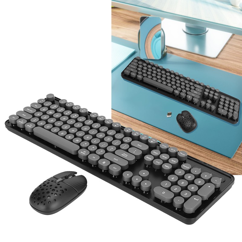 Wireless Keyboard and Mouse Combo Pure Color Retro 2.4G Wireless