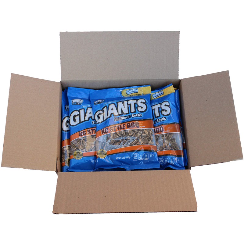 GIANTS Sunflower Seeds BBQ Flavor, 5-Ounce Bags (Pack of 12)