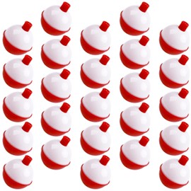Fishing Bobbers Floats Hard ABS Push Button Round Buoy Red and White Snap-on Fishing Floats Bobbers Tackle 0.5"/0.75"/1"/1.25"/1.5"/2"/2.5"
