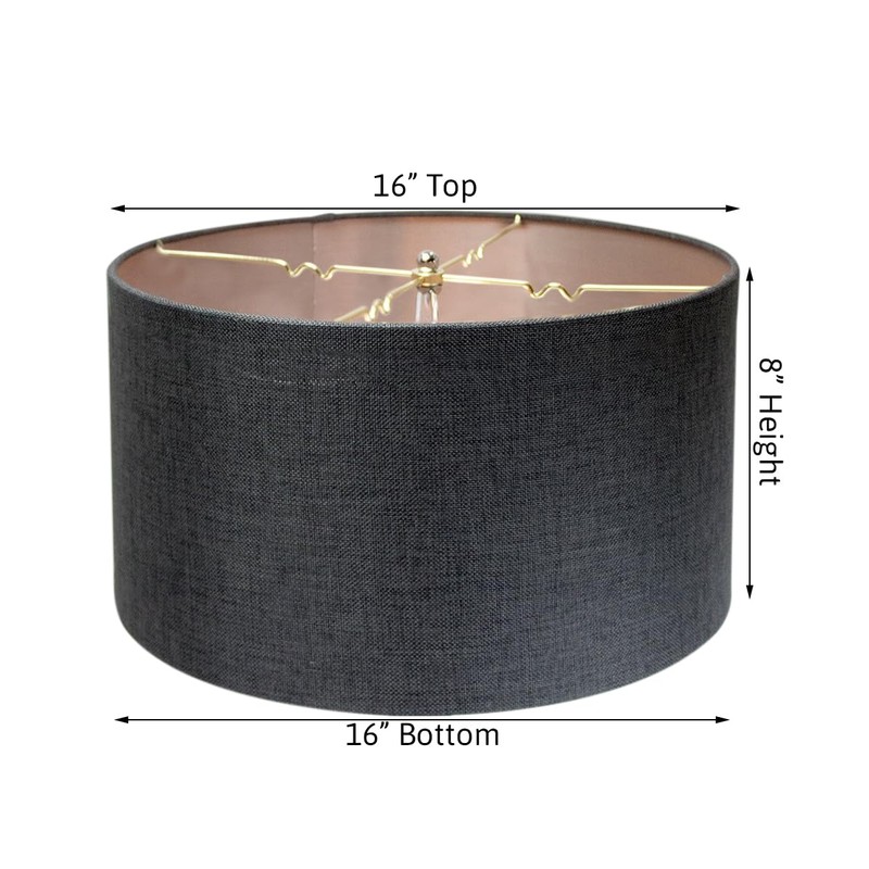 16x16x9 Granite Gray Burlap Hardback Drum Lampshade
