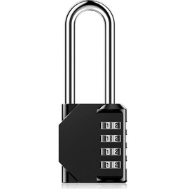 Locker Padlock, Combination Padlock, BeskooHome 4 Digit 6.5cm Long Shackle and Outdoor Waterproof Resettable Gym Padlocks for Gym Locker, Hasp Cabinet, Gate, Shed, Fence, Toolbox (1 Pack Black)