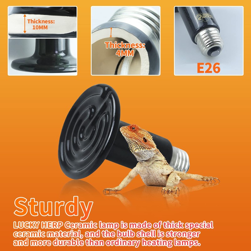 LUCKY HERP 150W Ceramic Heat Emitter, Reptile Heat Bulbs, Ceramic