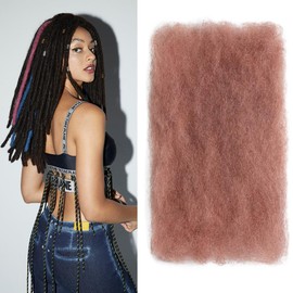 FASHION IDOL Afro Kinkys Bulk Human Hair for Dreadlock Extensions Loc Repair Braiding Twist Tight Afro Kinky Human Hair for Loc 1 Pack 50 Gram Pink 10 Inches 1.8 Oz