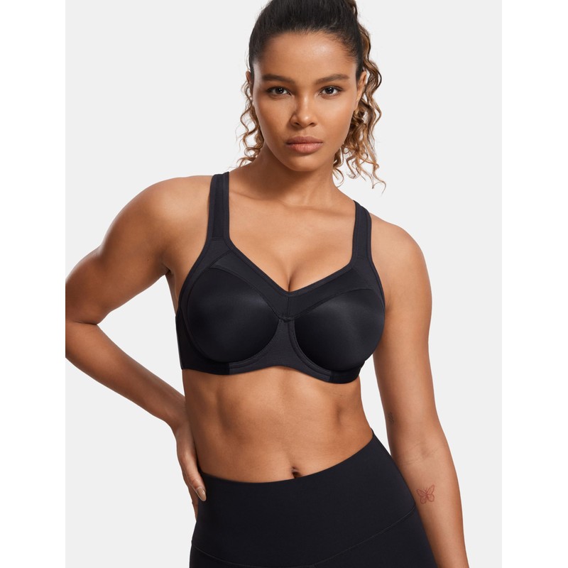 SYROKAN Sports Bra Non-Sway Large Size High Support Molded Cup