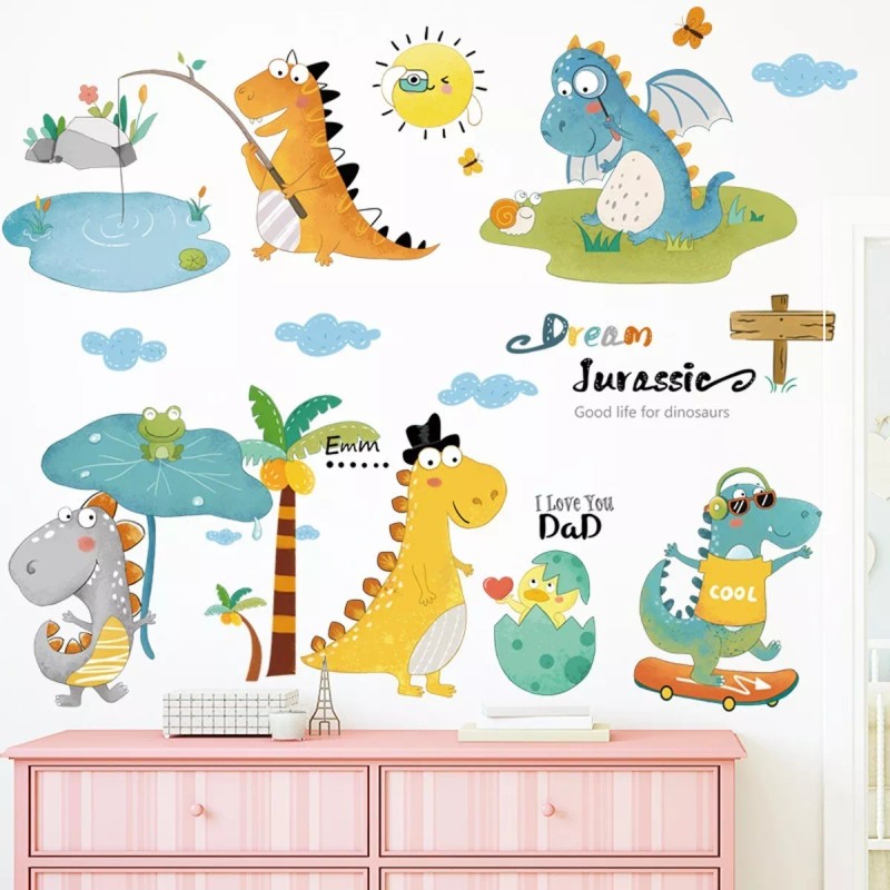 DaraBaby Vinil Decorativo Infantil Dinosaurios Habitación Niño Bebe