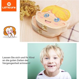 LATTCURE Toothbox Wooden Milk Tooth Box for Boys Girls Souvenir Box Christmas Gift