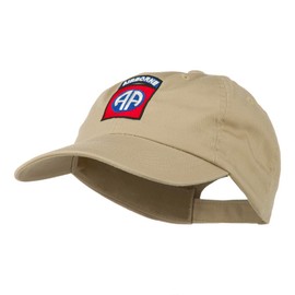 e4Hats.com 82nd Airborne Military Embroidered Pigment Dyed Cotton Cap - Khaki OSFM