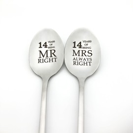 14th Anniversary Spoon Gifts for Men Women 14 Year Anniversary Present for Him Her Couples 14th Wedding Anniversary Spoon Gift for Husband Wife 14 Years of Marriage Gift