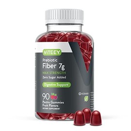 Viteey - Gomitas prebiticas de fibra para adultos, 7 g  Gomitas de suplemento de fibra soluble digestiva y salud intestinal, sin azcar, veganas, sin  