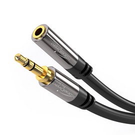 KabelDirekt – 6ft – Headphone Extension Lead Cable, 3.5mm connectors (aux Audio Cable, Male Jack Plug/Female Jack, Practically Unbreakable Metal casing, Perfect for Headphones, Black)
