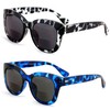 V.W.E. 2 Pairs Women Bifocal Round Oversized Reading Sunglasses -