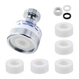 Water Filter Tap, Water Treatment Drinking Water, 360° Tap Filter with 5 Pieces PP Cotton Filter Element, Tap Descaler Attachment for Kitchen, Sink, Home Bathroom